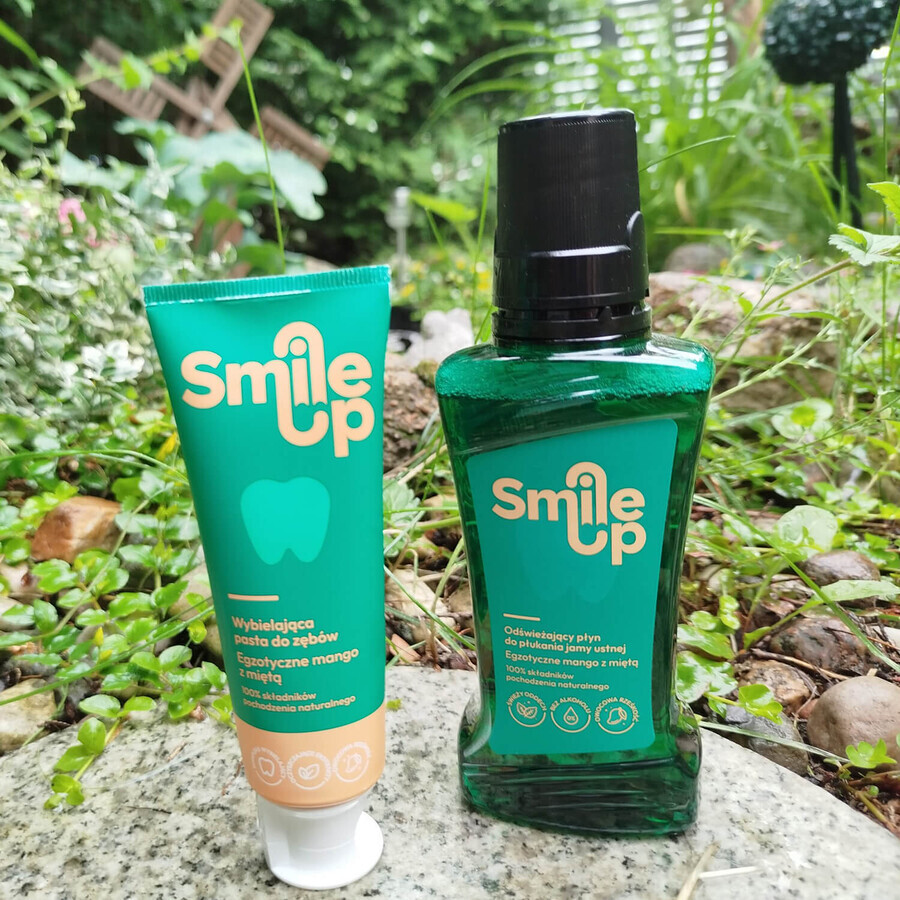 Kit SmileUp, dentifricio sbiancante, mango esotico con menta, 75 ml + collutorio rinfrescante, mango esotico con menta, 250 ml