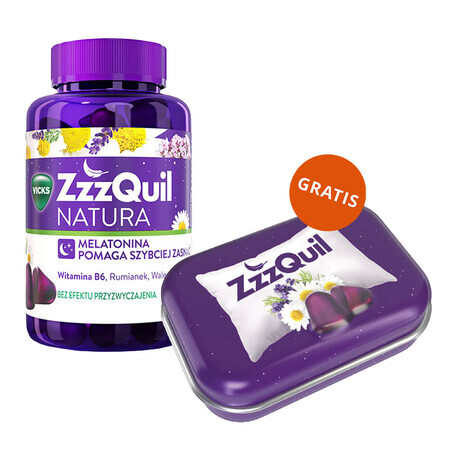 ZzzQuil Nature, gelatine, 60 pezzi + scatola da viaggio gratuita per gelatine