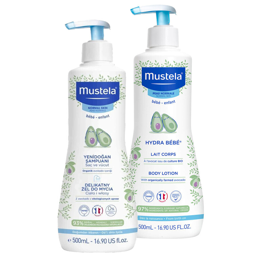 Set Mustela Bebe Enfant, gel lavante primo giorno 500 ml + latte corpo primo giorno 500 ml