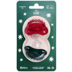 Luu Kids set, dummy, positioning, silicone, Holy Green & Santa Red, from 6 months, 2 pieces