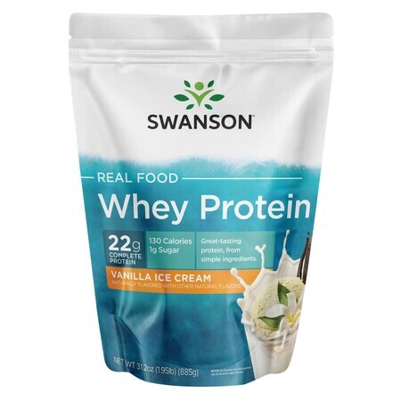 Swanson Real Food Wei-eiwit, vanille-ijssmaak, 885 g