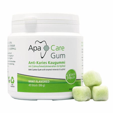 ApaCare Gum Box, gomma da masticare con xilitolo e calcio, 45 pezzi