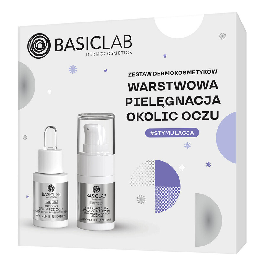 BasicLab Laag oogverzorgingsset, peptidenserum, 15 ml + verstevigend serum, 15 ml