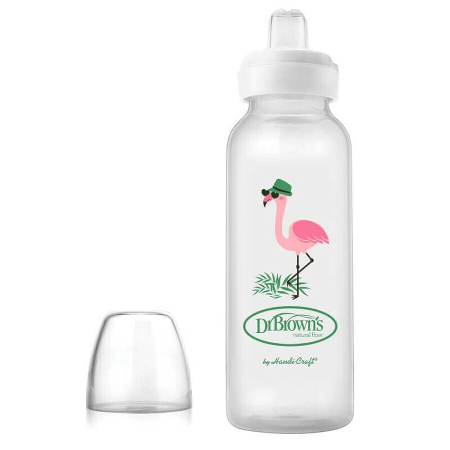 Bottiglia a collo stretto con beccuccio per piccoli sorsi PP Design Flamingo, 250 ml, Dr.Browns