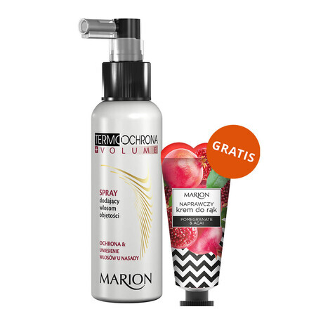 Marion Termoochrona, spray volumizzante, 130 ml + Crema mani riparatrice al melograno e Acai, 50 ml in omaggio