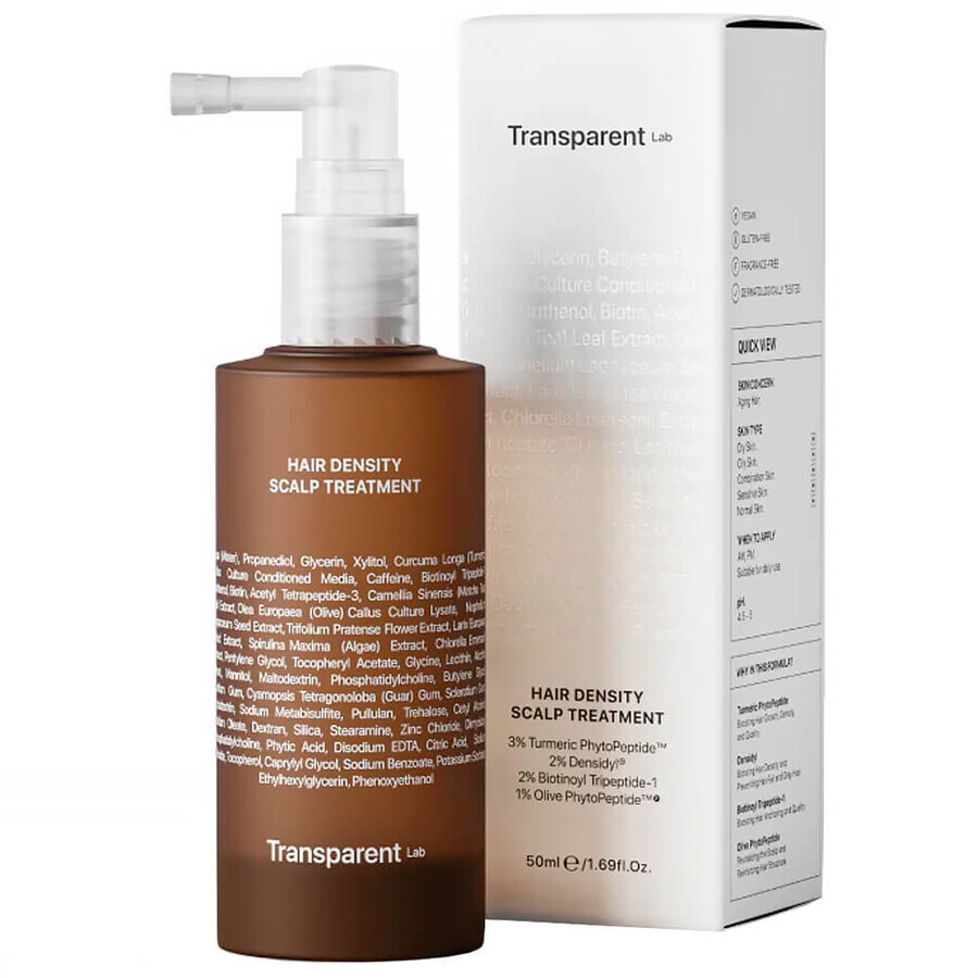 Transparent Lab Hair Density Scalp, trattamento stimolante della crescita dei capelli, 50 ml