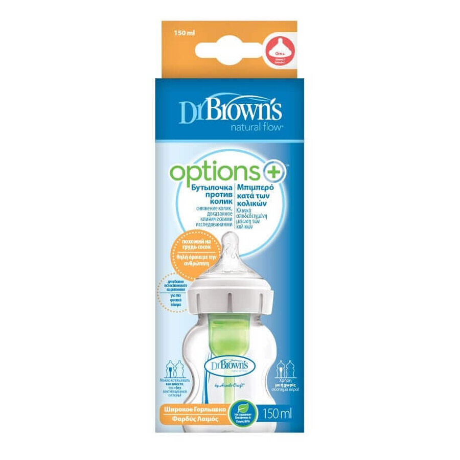 PP Optins Plus Brede Hals Fles 150 ml, Dr Browns