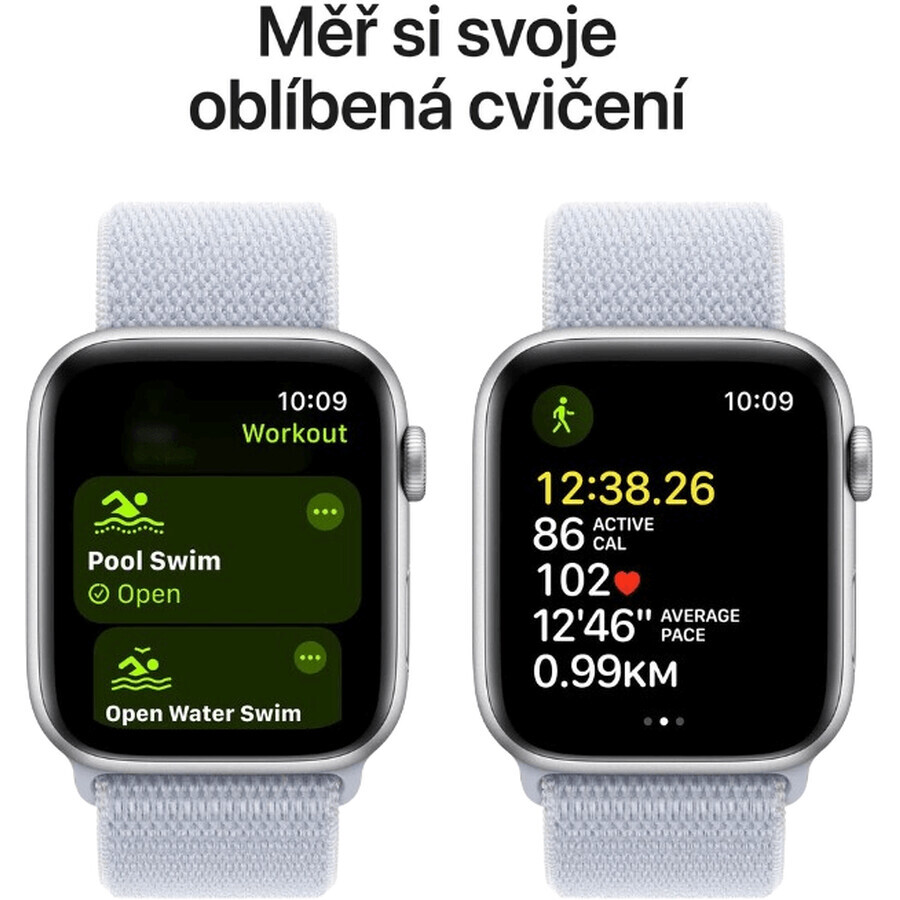 Apple Watch SE (2024) Cellular 40 mm, argento alluminio con cinturino blu notte