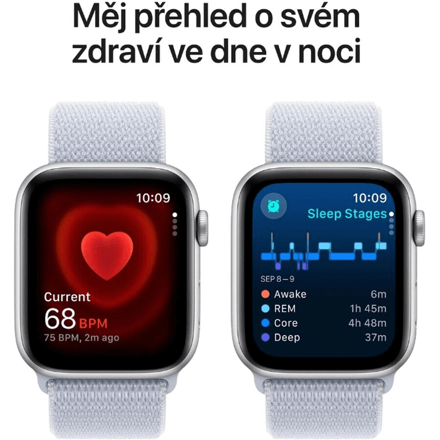 Apple Watch SE (2024) Cellular 40 mm, argento alluminio con cinturino blu notte