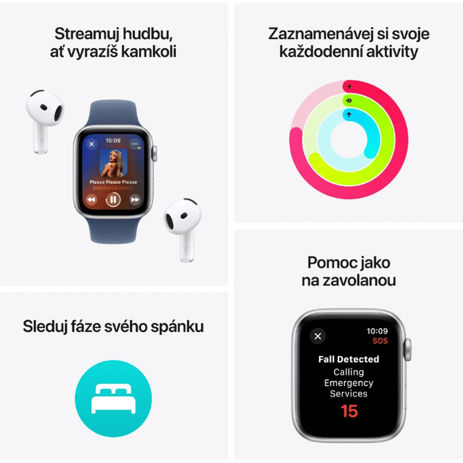 Apple Watch SE (2024) Cellular 40 mm, argento alluminio con cinturino blu notte