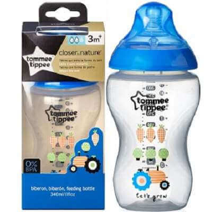 Biberon decorato, +3 mesi, 340ml, Tommee Tippee