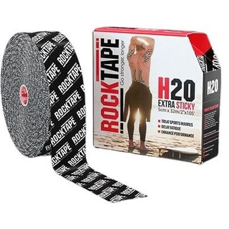 RockTape H2O Losse kinesiologische tape - logo-ontwerp zwart 32 m