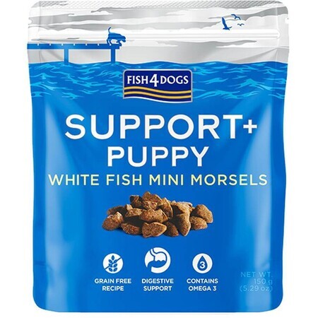 Fish4Dogs Puppy treats for puppies to support digestion with white fish pieces and prebiotics 150 g