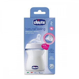 Biberon in plastica Natural Feeling, 250 ml, tettarella in silicone, flusso medio, 2+ mesi, 0% BPA, 80723, Chicco