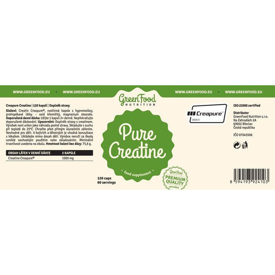 GreenFood Nutrition GreenFood Pure Creatine 120 capsules