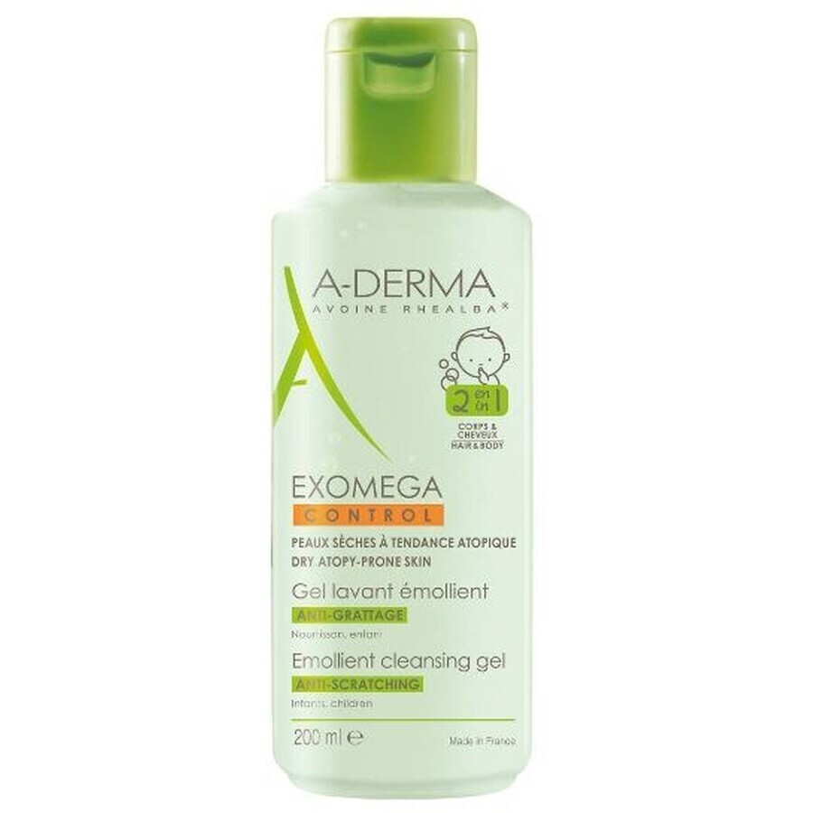 A-Derma Exomega control gel lavant émollient 2en1 gel de spălare emolient, copii 200 ml