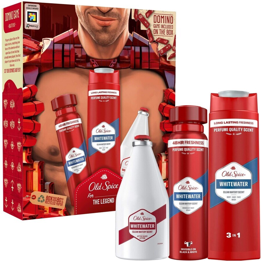 Old Spice Ironman voor mannen: set met deodorantverstuiver, douchegel en Whitewater aftershave met een frisse Whitewatersmaak