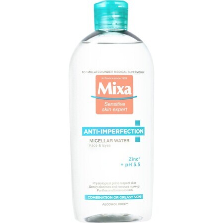 Acqua micellare Mixa Anti-Imperfection per pelli sensibili da miste a grasse, 400 ml