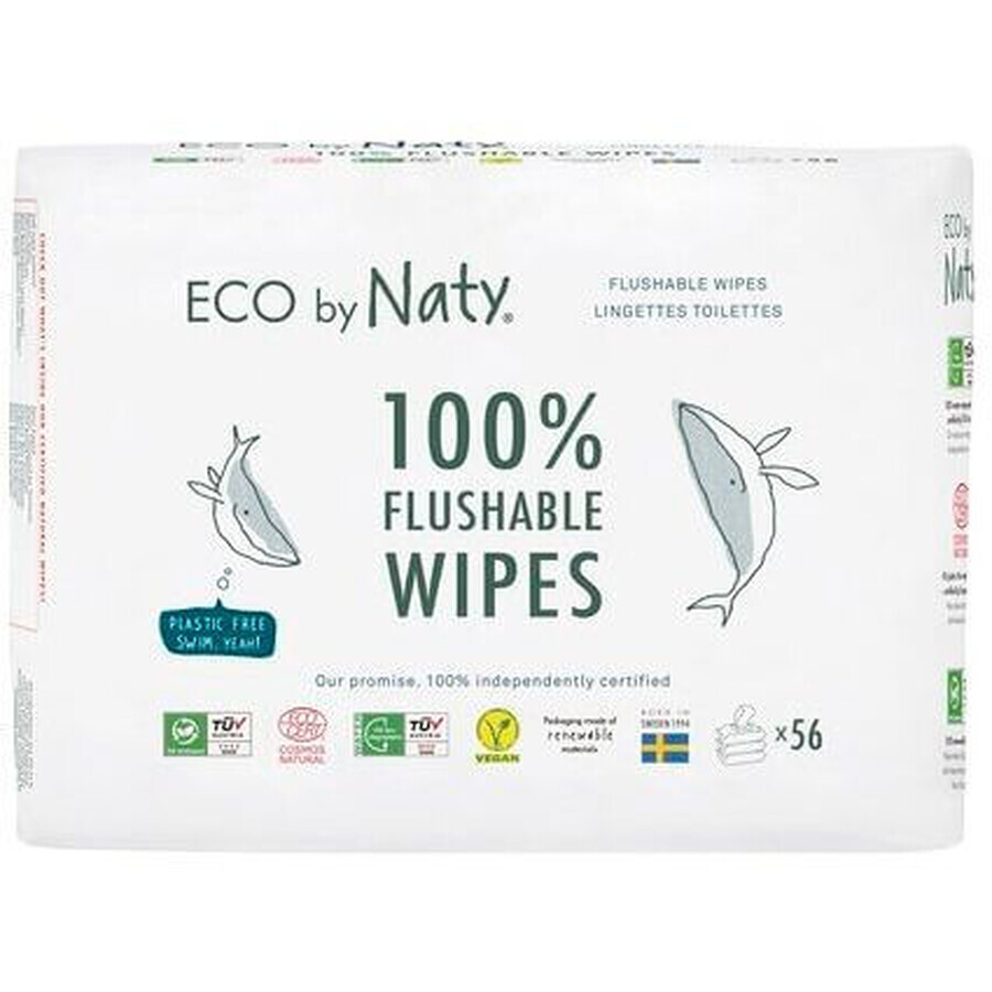 Lingettes humides non parfumées Eco by Naty ECO - jetables - emballage pratique 3 x 56 pièces