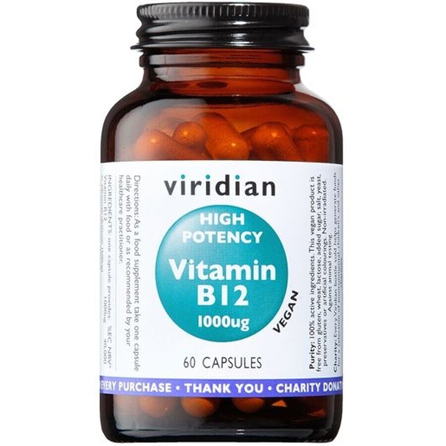 Viridian Vitamina B12 ad alta potenza 1000 ug, 60 capsule