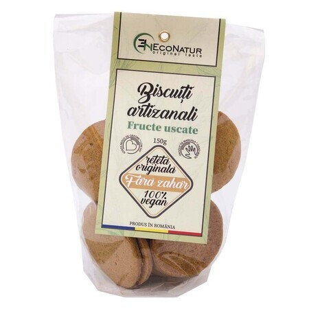 Biscotti vegani artigianali senza zucchero con frutta secca, 150g, Econatur