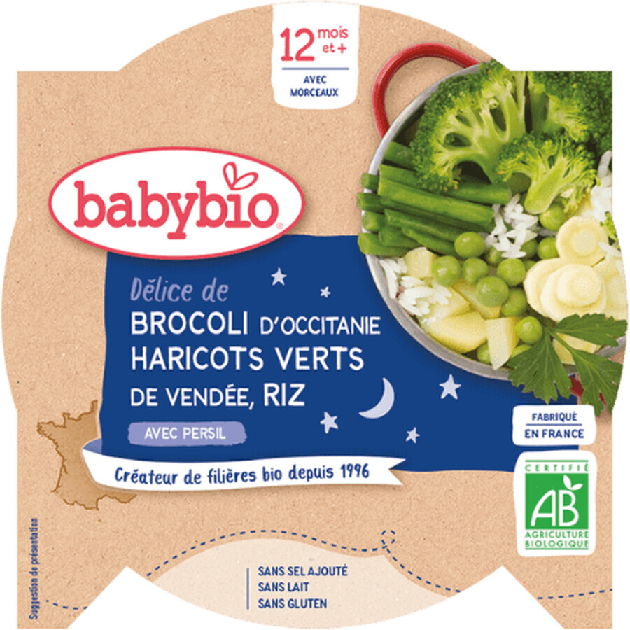 Babybio Menù della Buonanotte Verdure, riso con un pizzico di prezzemolo 230 g