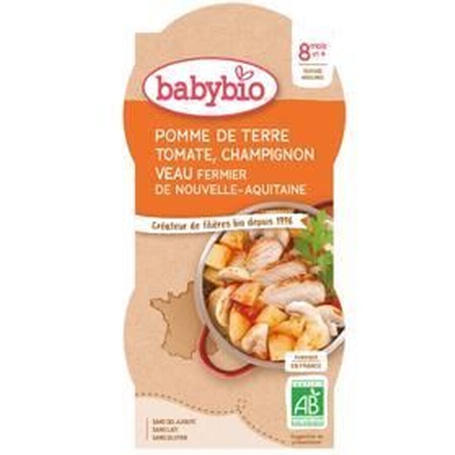 Babybio menu patate con purè di pomodori, funghi e vitello 2 x 200 g