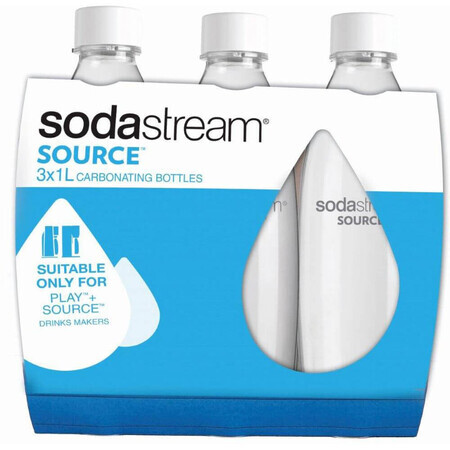 Sodastream Fuente de Vidrio/Play Tripack Blanco 3 x 1 l