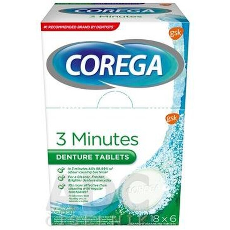 Corega Tabs 3 Minutes Daily cleanser compresse per la pulizia delle protesi 18 x 6 pz.