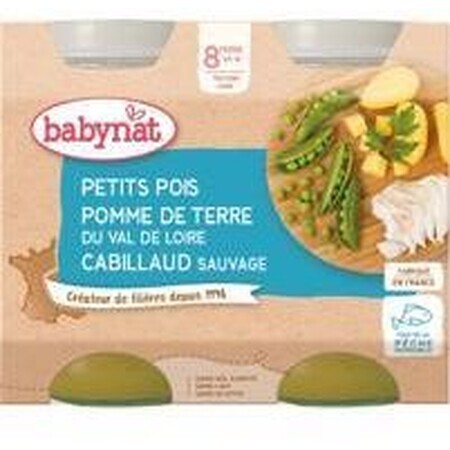 Menu Babybio piselli e patate con merluzzo 2 x 200 g