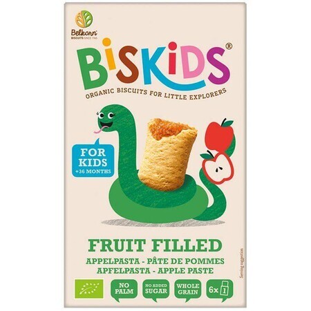 Belkorn BISkids Biscotti morbidi biologici per bambini con purea di mela senza zuccheri aggiunti 34% di frutta 150 g