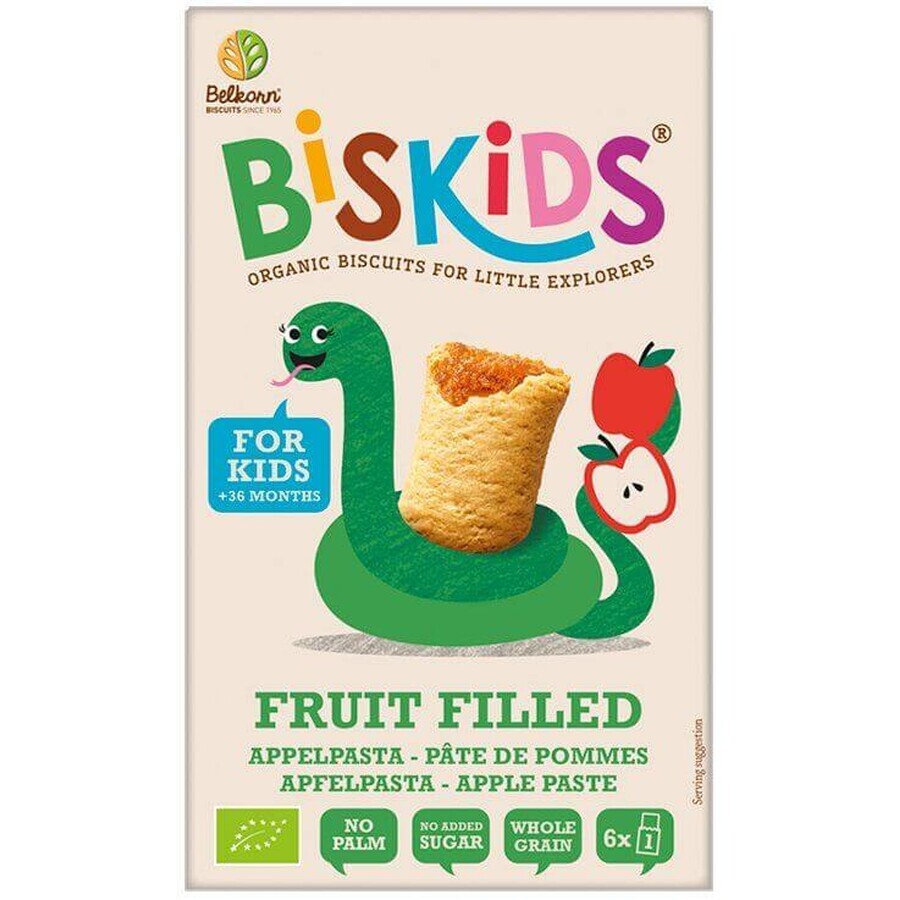 Belkorn BISkids Biscotti morbidi biologici per bambini con purea di mela senza zuccheri aggiunti 34% di frutta 150 g