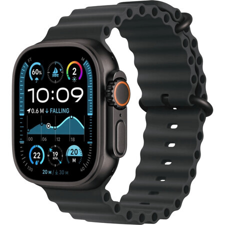 Apple Watch Ultra 2 (2024) 49mm, Black Titanium with Black Ocean Strap