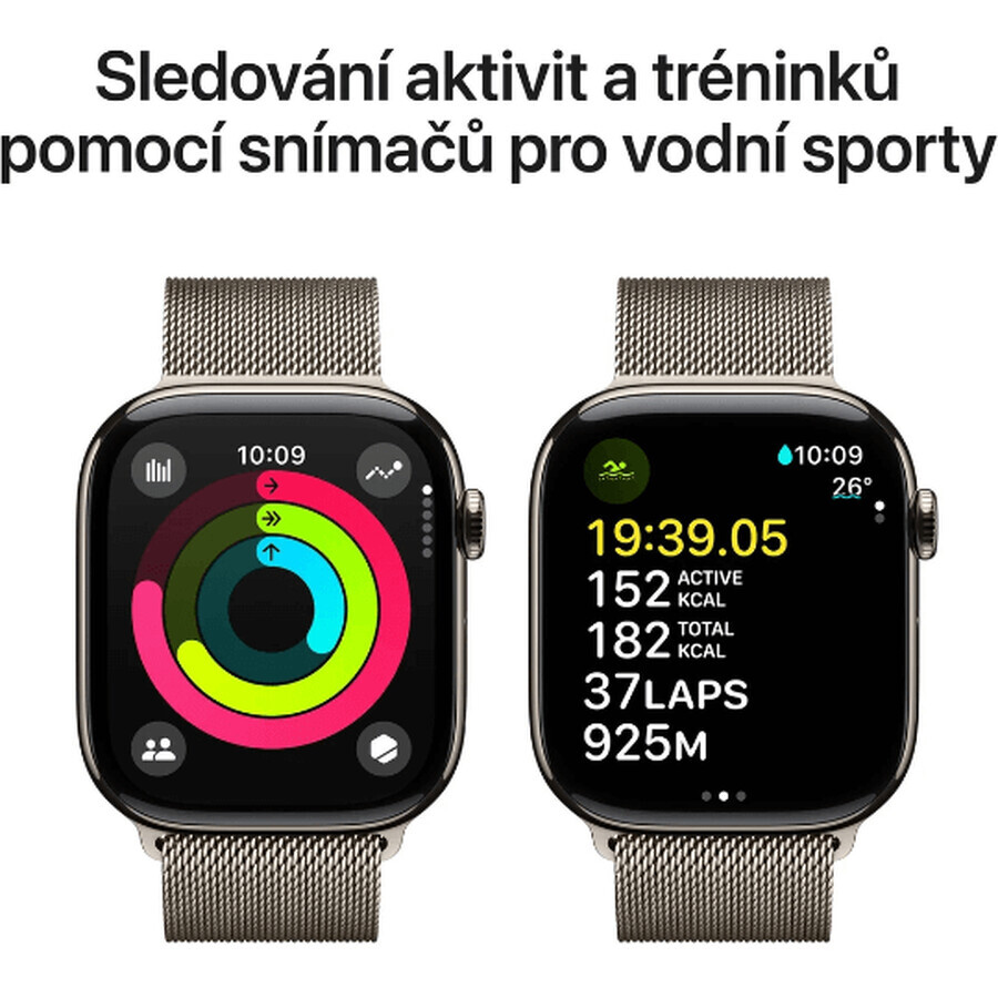 Apple Watch Series 10 GPS + Cellular 46mm Natural Titanium Case with Natural Milanese Loop - M/L