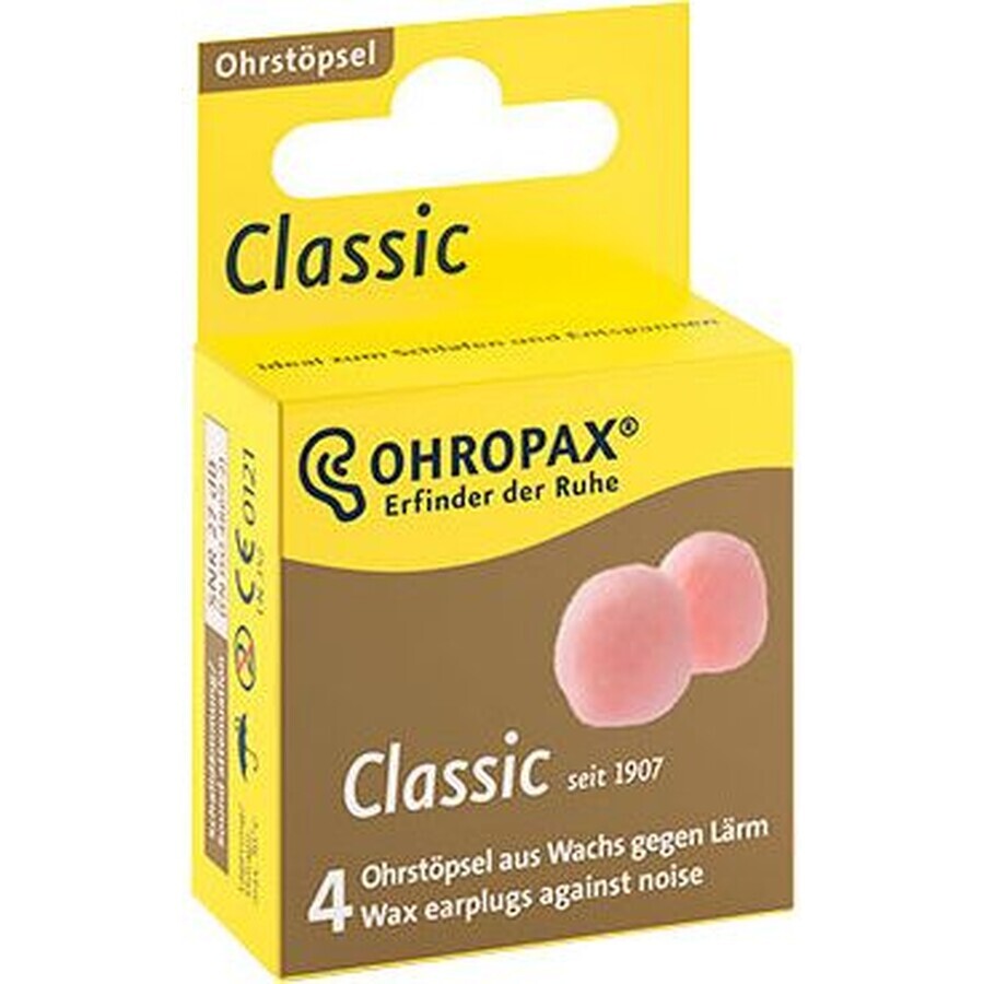 Inserti auricolari di cera Ohropax Classic, monouso, confezione da 4 pz.