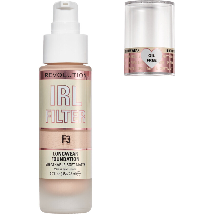 Revolution IRL Fondotinta Longwear con filtro F3, make-up 23 ml