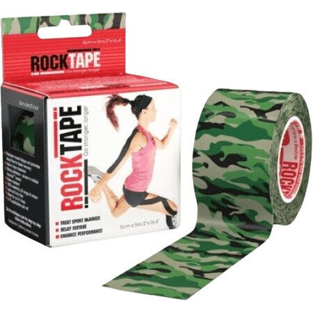 Bandă kinesiologică RockTape Design, verde mascată 5 m