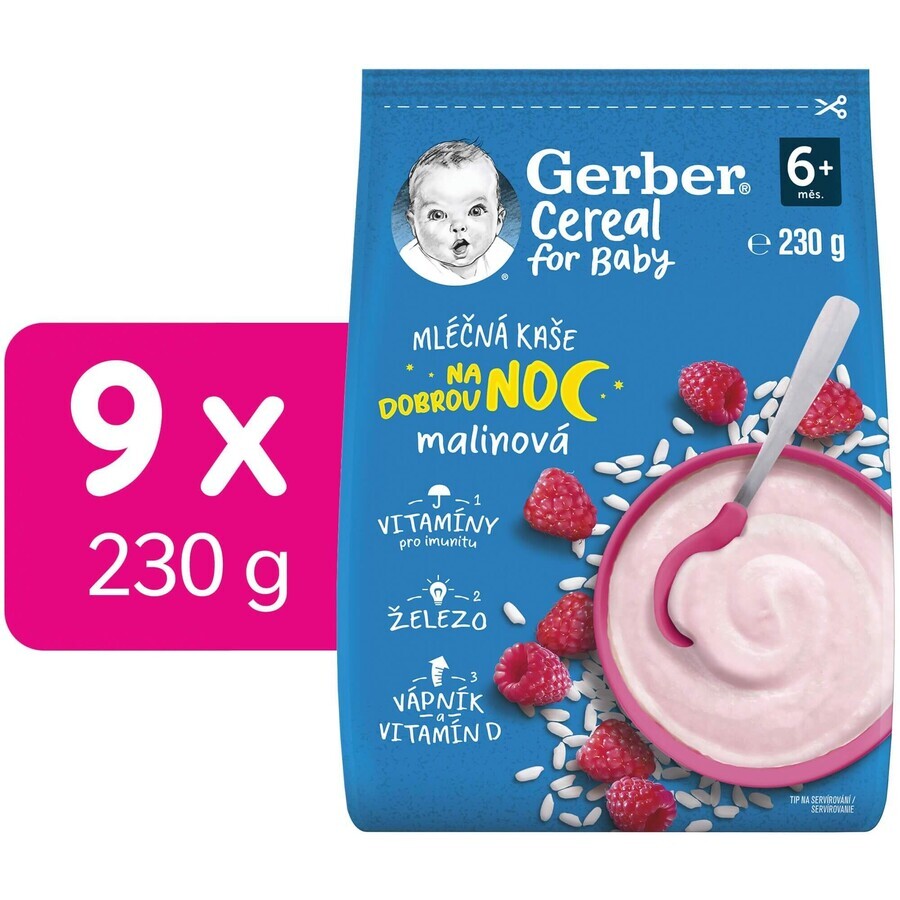 Gerber Buonanotte Lampone Porridge Cereali 9 x 230 g