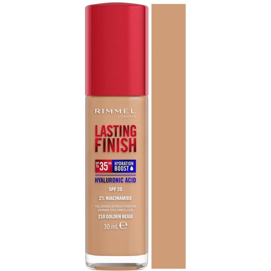 Rimmel Lasting Finish Acido Ialuronico Trucco idratante a lunga durata 210 Beige dorato 30 ml