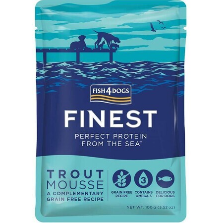 Fish4Dogs Delicious pouch per cani 99% trota 100 g