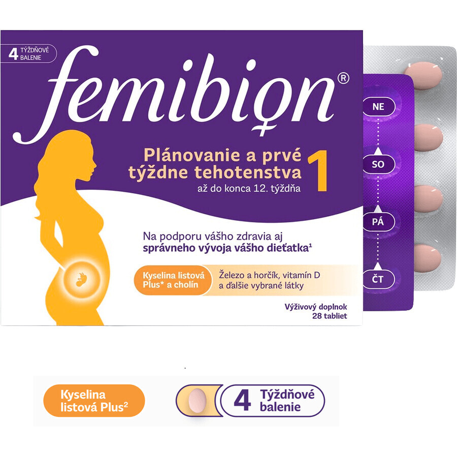 Femibion 1 Pianificazione e prime settimane di gravidanza, 28 compresse