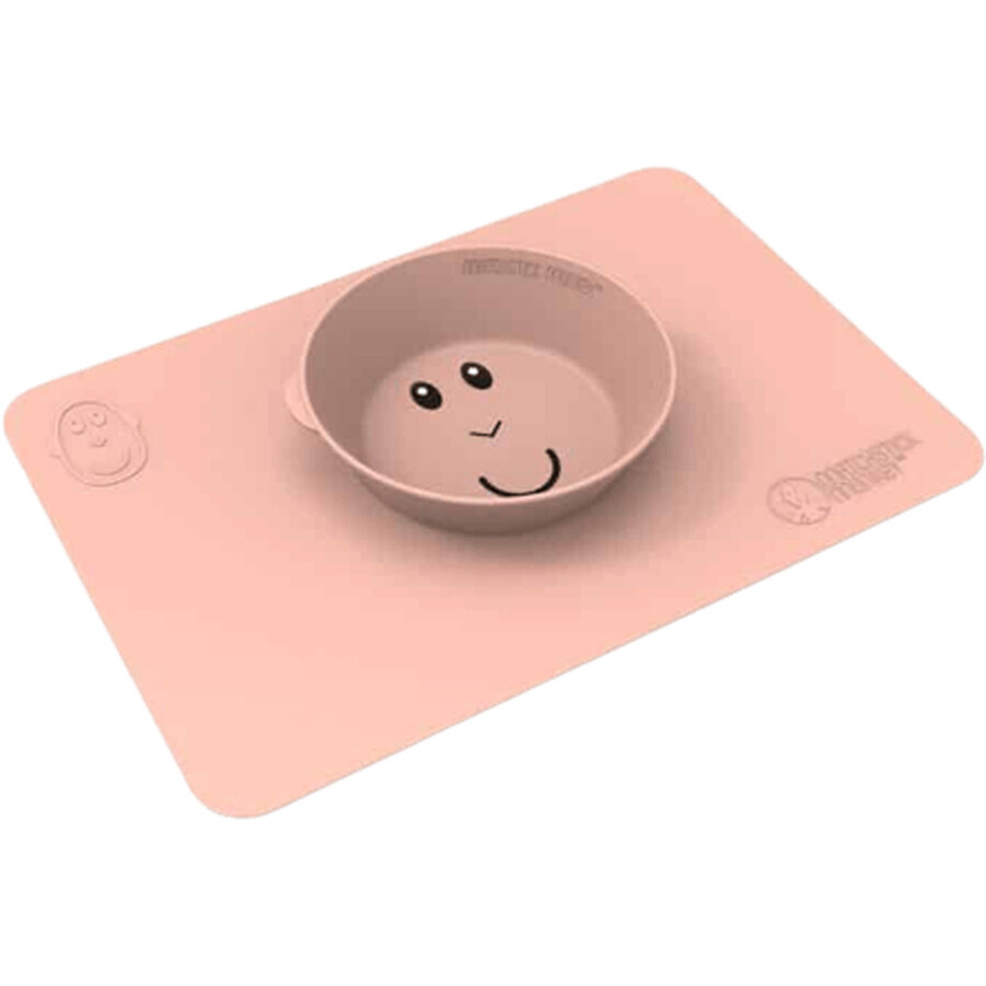 Matchstick Monkey Anti-slip silicone mat with bowl, pink