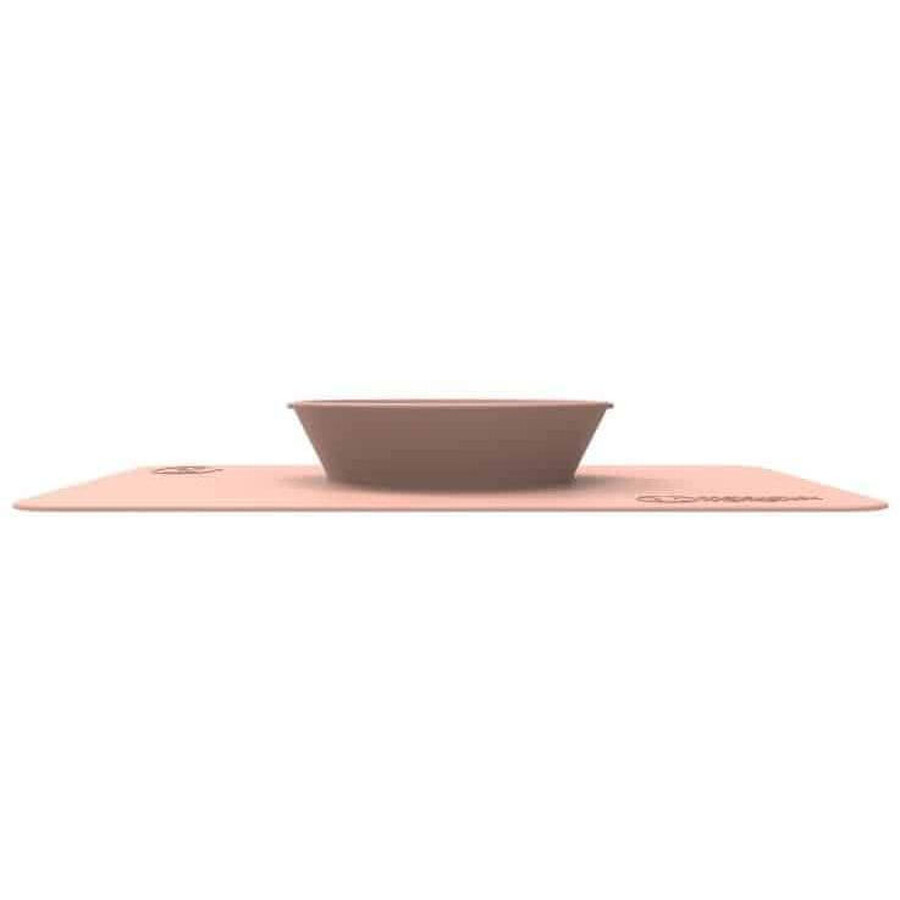 Matchstick Monkey Anti-slip silicone mat with bowl, pink