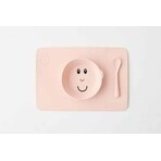 Matchstick Monkey Anti-slip silicone mat with bowl, pink