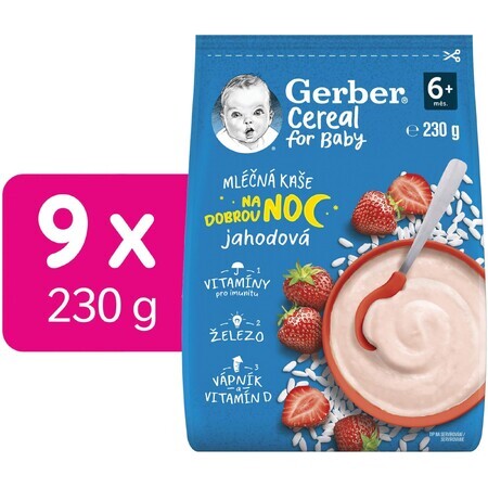 Gerber Cereal Latte porridge fragola buonanotte 9 x 230 g