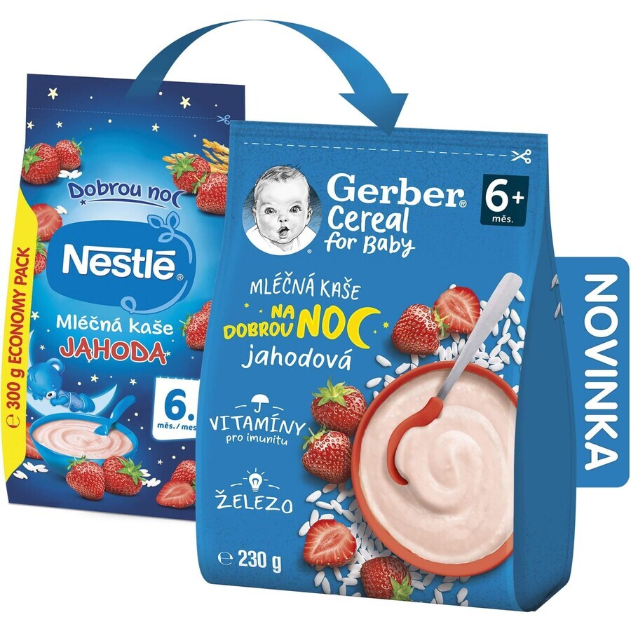 Gerber Cereal Latte porridge fragola buonanotte 9 x 230 g