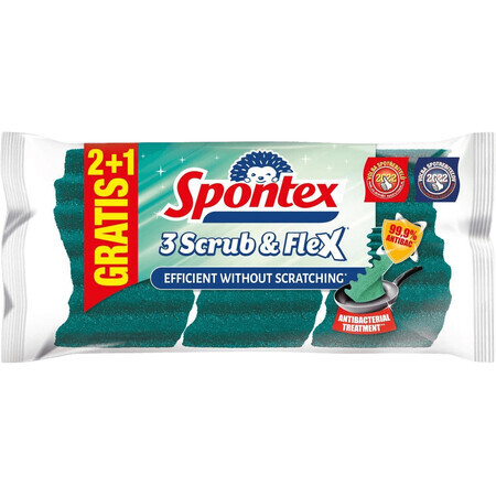 Spontex Scrub & Flex, spugna per piatti extra flessibile 3 pz.