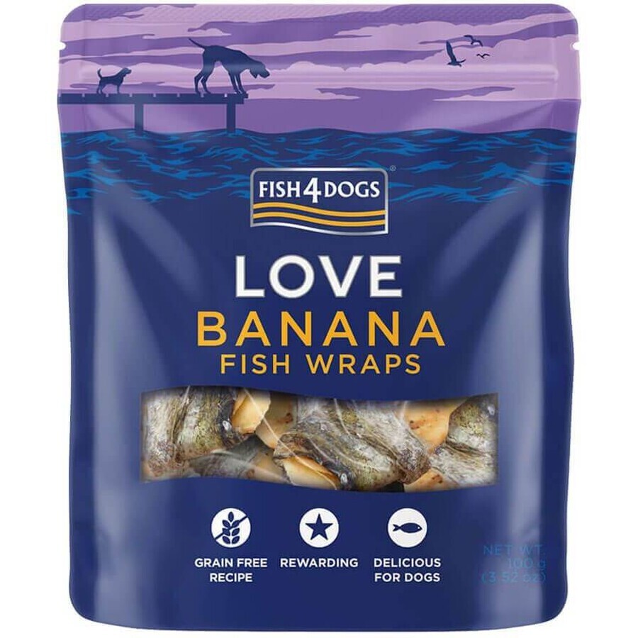 Fish4Dogs Dog Treats Rotoli di pesce con banana 100 g