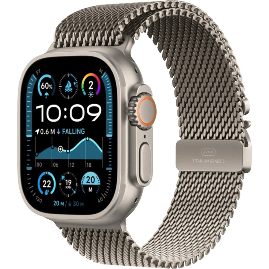 Apple Watch Ultra 2 (2024) 49mm, Natural Titanium with Milanese Handle in Natural Titanium M