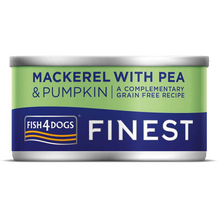 Fish4Dogs Finest canned dog food with mackerel, pumpkin and peas 85 g